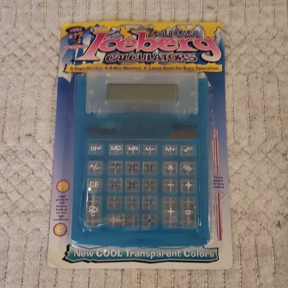 LeWorld On The Go Iceberg Blue Electronic Calculator Dual Power New - Picture 2 of 3
